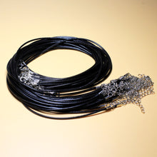 Load image into Gallery viewer, 20pcs lot 1.5/2mm Twisted Braided Rope Black Imitation Leather Cord Chain 20&quot; Fit  Necklace Making Silver Clasp String Rope 48cm