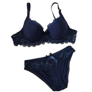 New arrival Women Sexy Plus Size Big Lace Bra Sets Solid Comfortable Bra Panty Set Sexy Lingerie Set Wave style Bra & Brief Sets