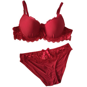 New arrival Women Sexy Plus Size Big Lace Bra Sets Solid Comfortable Bra Panty Set Sexy Lingerie Set Wave style Bra & Brief Sets