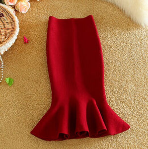 New Arrival Korean Style Women Fashion Skirts Wrap Hip Young Lady Fishtail Skirts Sexy Woman Slim Knitted Skirt