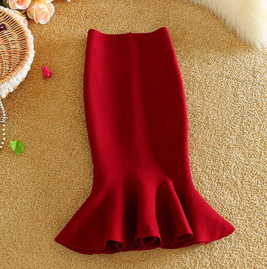 New Arrival Korean Style Women Fashion Skirts Wrap Hip Young Lady Fishtail Skirts Sexy Woman Slim Knitted Skirt