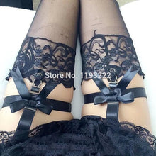 Load image into Gallery viewer, 1pc Sexy Punk Gothic Handmade Elastic Ribbon Bow Bowknot Leg Garter Belt Suspender Strap Loop harness for shorts stockings