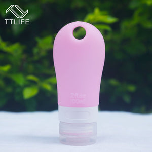 TTLIFE Silicone Portable Empty Travel Packing Press Bottle for Lotion Shampoo Bath Container With Holes for Hanging