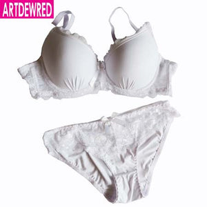 New arrival Women Sexy Plus Size Big Lace Bra Sets Solid Comfortable Bra Panty Set Sexy Lingerie Set Wave style Bra & Brief Sets