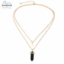 Load image into Gallery viewer, SUSENSTONE Women Multilayer Irregular Crystal Opals Pendant Necklace Choker Chain