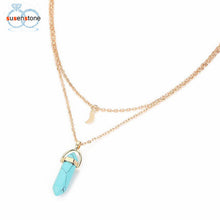 Load image into Gallery viewer, SUSENSTONE Women Multilayer Irregular Crystal Opals Pendant Necklace Choker Chain