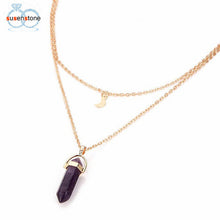 Load image into Gallery viewer, SUSENSTONE Women Multilayer Irregular Crystal Opals Pendant Necklace Choker Chain