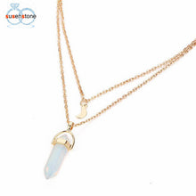 Load image into Gallery viewer, SUSENSTONE Women Multilayer Irregular Crystal Opals Pendant Necklace Choker Chain