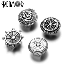 Load image into Gallery viewer, REAMOR Stainless Steel Anchor Rudder Compass 5mm Two Hole European Charms Beads For DIY Double Leather Bracelet Jewelry Making