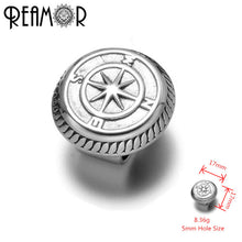 Load image into Gallery viewer, REAMOR Stainless Steel Anchor Rudder Compass 5mm Two Hole European Charms Beads For DIY Double Leather Bracelet Jewelry Making