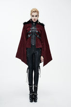 Load image into Gallery viewer, Devil Fashion Autumn Winter Women Gothic Halloween Bat Style Cloak Coats With Fur Shawl Steampunk Black Red Personality Jackets