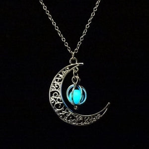 2017 fashion Glow In the dark Necklace Moon shape Hollow with ball Luminous  Pumpkin Pendant Necklace Valentine Halloween #20