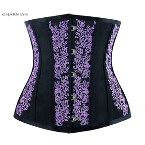 Charmian Women's Gothic Vintage Waist Trainer Sexy Underbust Corset Top Corsets and Bustiers Embroidery Shapewear Corselet