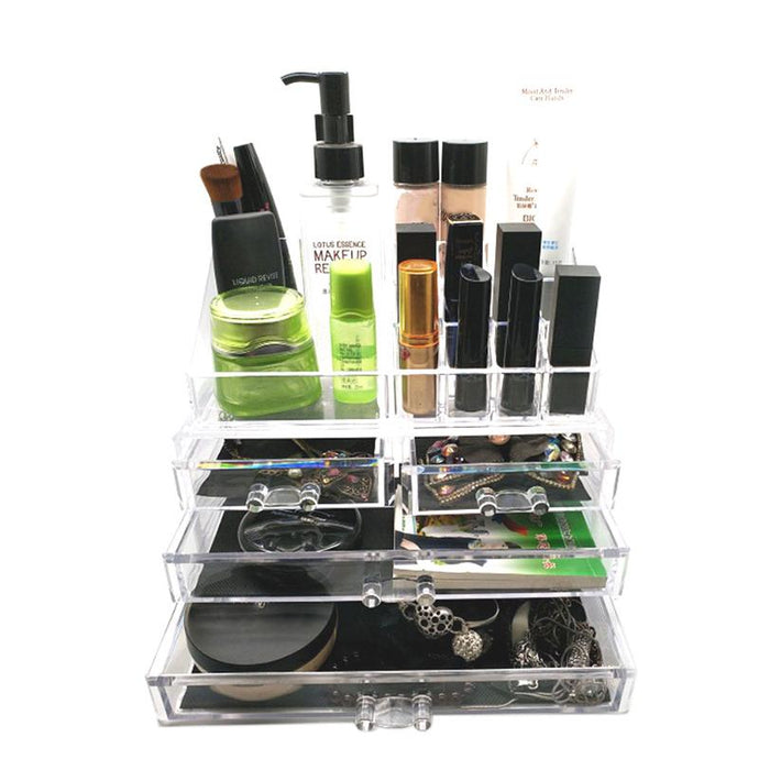 2 Drawers Makeup Organizer Plastic Cosmetic Storage Box Jewelry Container Toiletry Make up Organizer Case Cosmetic Office Boxes