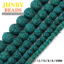 Load image into Gallery viewer, JHNBY Green Lava beads Natural Stone beads Volcanic rock High quality Round Loose bead ball 4/6/8/10/12MM for jewelry making DIY