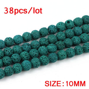 JHNBY Green Lava beads Natural Stone beads Volcanic rock High quality Round Loose bead ball 4/6/8/10/12MM for jewelry making DIY