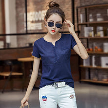 Load image into Gallery viewer, BOBOKATEER slim white plus casual size cotton t shirt haut women V-neck t shirts women 2019 summer tops t-shirts funny t shirts