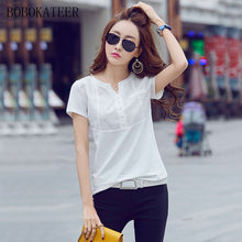 Load image into Gallery viewer, BOBOKATEER slim white plus casual size cotton t shirt haut women V-neck t shirts women 2019 summer tops t-shirts funny t shirts