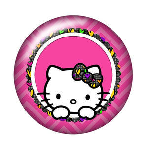 Fashion Lovely hello kitty 10pcs 12mm/18mm/20mm/25mm Round photo glass cabochon demo flat back Making findings ZB0479