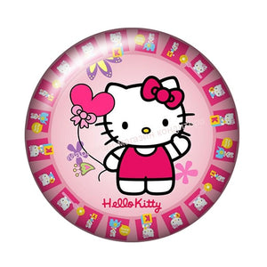 Fashion Lovely hello kitty 10pcs 12mm/18mm/20mm/25mm Round photo glass cabochon demo flat back Making findings ZB0479