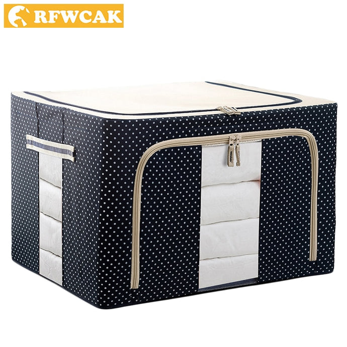 RFWCAK Household Portable Cloth Organizer Oxford Clothes Storage Box Quilt Duvet Storage Bin Underwear Storage Boxes Organizer