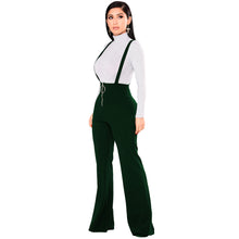 Load image into Gallery viewer, Women Dungarees Overalls Bell-bottomed High Waist Suspender Trousers O-ring Zipper Flared Casual Jumpsuits Pants Salopette Femme