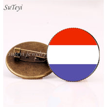 Load image into Gallery viewer, SUTEYI France/Vatican Flag Handmade Brooch Finland/Netherlands/Czech Republic Badges Picture Glass Pins Brooches Women Jewelry