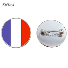 Load image into Gallery viewer, SUTEYI France/Vatican Flag Handmade Brooch Finland/Netherlands/Czech Republic Badges Picture Glass Pins Brooches Women Jewelry