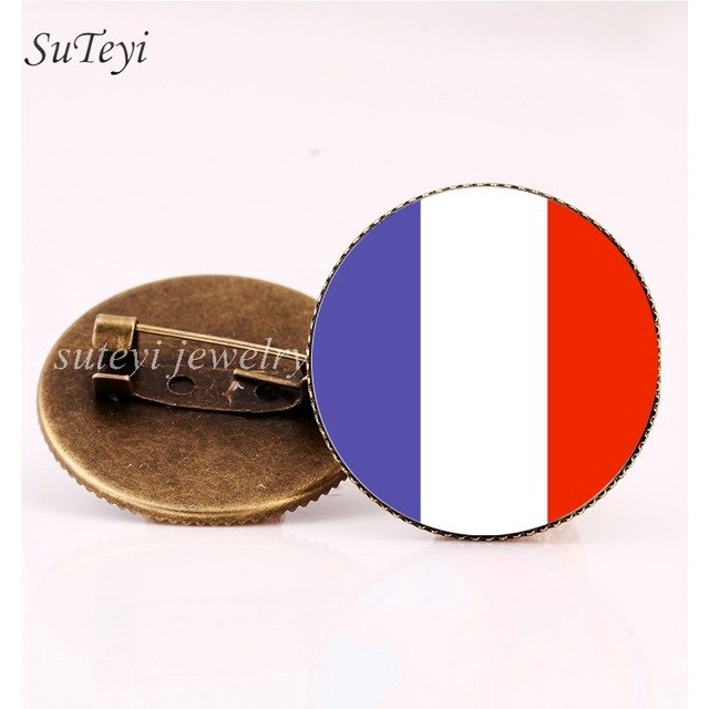 SUTEYI France/Vatican Flag Handmade Brooch Finland/Netherlands/Czech Republic Badges Picture Glass Pins Brooches Women Jewelry