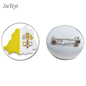 SUTEYI France/Vatican Flag Handmade Brooch Finland/Netherlands/Czech Republic Badges Picture Glass Pins Brooches Women Jewelry