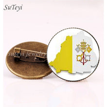 Load image into Gallery viewer, SUTEYI France/Vatican Flag Handmade Brooch Finland/Netherlands/Czech Republic Badges Picture Glass Pins Brooches Women Jewelry