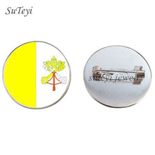 Load image into Gallery viewer, SUTEYI France/Vatican Flag Handmade Brooch Finland/Netherlands/Czech Republic Badges Picture Glass Pins Brooches Women Jewelry