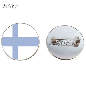 SUTEYI France/Vatican Flag Handmade Brooch Finland/Netherlands/Czech Republic Badges Picture Glass Pins Brooches Women Jewelry