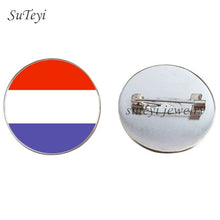 Load image into Gallery viewer, SUTEYI France/Vatican Flag Handmade Brooch Finland/Netherlands/Czech Republic Badges Picture Glass Pins Brooches Women Jewelry