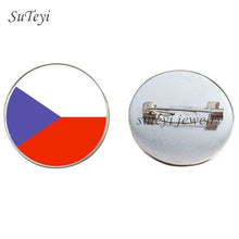 Load image into Gallery viewer, SUTEYI France/Vatican Flag Handmade Brooch Finland/Netherlands/Czech Republic Badges Picture Glass Pins Brooches Women Jewelry