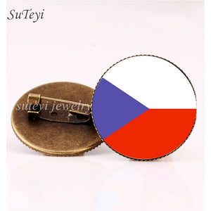 SUTEYI France/Vatican Flag Handmade Brooch Finland/Netherlands/Czech Republic Badges Picture Glass Pins Brooches Women Jewelry