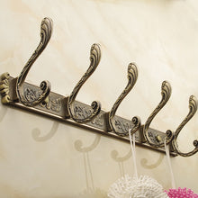 Load image into Gallery viewer, European Retro 4-6 hook wall hook Metal Bronze Antique storage rack  hat clothes hooks for hanging coat hanger home organizer