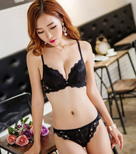 Load image into Gallery viewer, New women&#39;s underwear lingerie Sexy deep V-neck small women&#39;s push up underwear cutout lace belt thin bra set