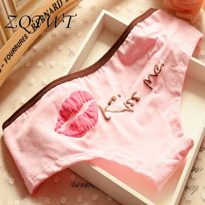 TWTZQ 2018 New Hot Sexy Lip Good Quality Underwear Women Panties Cotton Brand Tanga Low-waist Triangle Cute Briefs 3NK011