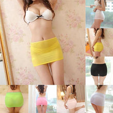 Load image into Gallery viewer, Ice Silk Sexy Candy Colors Pencil Skirt See Through Cute Micro Mini Skirt Night Club Skirt Fantasy Erotic Wear Tight Skirt