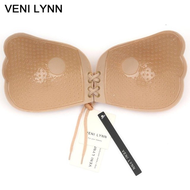 VENI LYNN Plus Size Deep V Breathable Rope Self Adhesive Sutian Lingerie Underwear Nude Women Sticky Tube Bras String for Dress