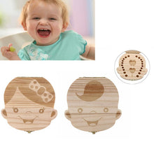 Load image into Gallery viewer, Carton Wooden Baby Tooth Box organizer for kids baby Milk teeth Save Wood storage box for Boy&amp;Girl English Spanish JAN19 f20