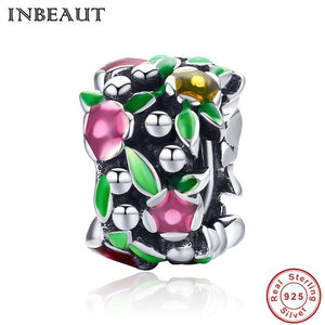 INBEAUT Hot 925 Sterling Silver Lovely Little Bird Pink Flower Tree Beads Women Clock Alarm Plane Charm fit Pandora Bracelet