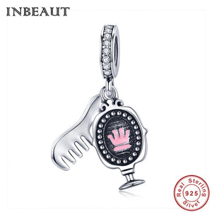 INBEAUT Hot 925 Sterling Silver Lovely Little Bird Pink Flower Tree Beads Women Clock Alarm Plane Charm fit Pandora Bracelet