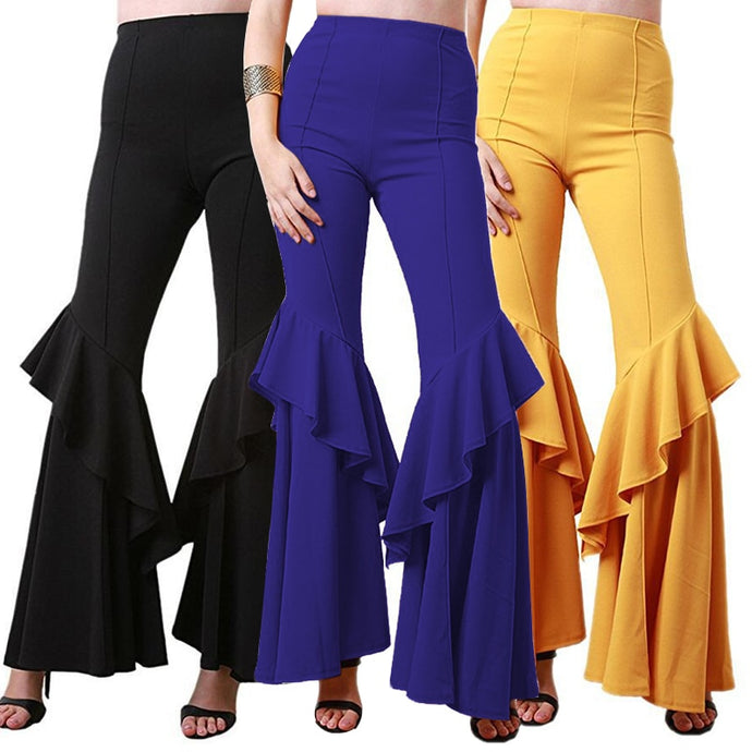 Autumn 2018 Trousers Women High Waist Black White Pants Flare Pants Woman Wide Leg Pants Female Big Size Pantalon Femme Mujer