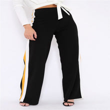 Load image into Gallery viewer, Women Fashion High Waist Straight Wide Leg Striped Sports Trousers Chic Ladies Loose Slim Elastic Waist Cropped Pants Plus Size