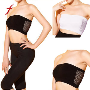 20192019 New Women Sexy Bra Boob Tubes Strapless Seamless Top Bandeau Boob Brassiere With Pads Off Shoulder Crop Tops Black