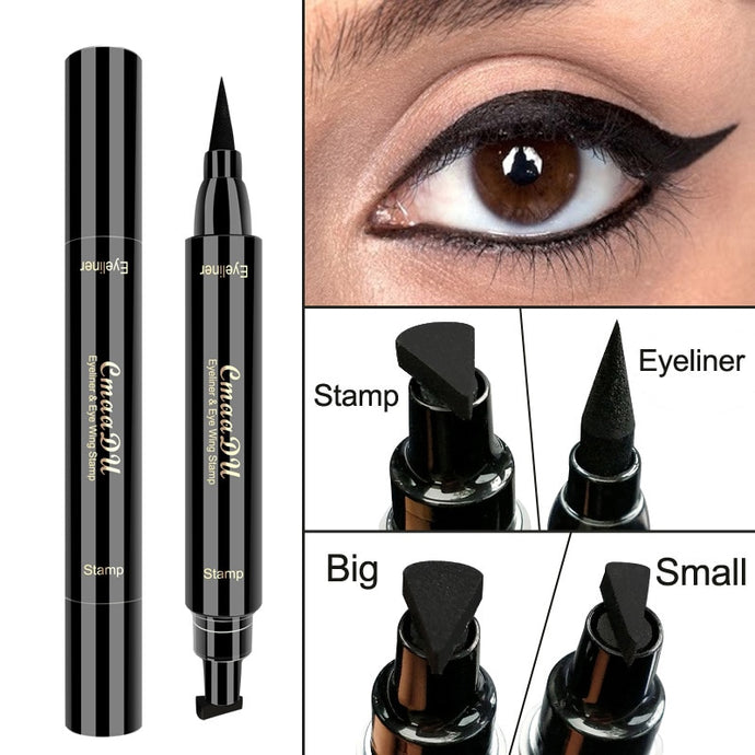 Cmaadu Black Liquid Eyeliner Stamp Marker Pencil Waterproof Stamp Double-ended Eye Liner Pen Cosmetic Eyliner TSLM2