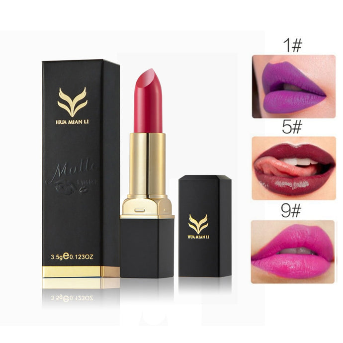 HUAMIANLI Brand Purple Red 12 Colors Matte Lipstick Makeup Moisturizing Lip Balm Lip Stick Waterproof Lipgloss Cosmetics #229191