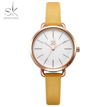 Load image into Gallery viewer, Shengke Simple Elegant Women Watches 2018 Yellow Leather Strap Quartz Wristwatch for Woman Clock Luxury Ladies Watch reloj mujer